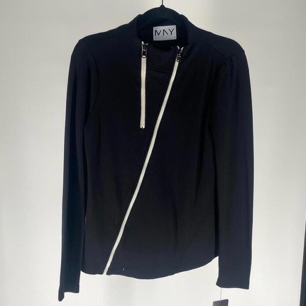 Stylish Andrew Marc Black Zip-Up Jacket - Size S